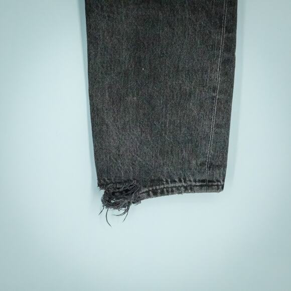 Agolde Size 25 Black Riley High Waist Straight Leg Crop Cropped Cotton Jeans - Picture 2 of 7